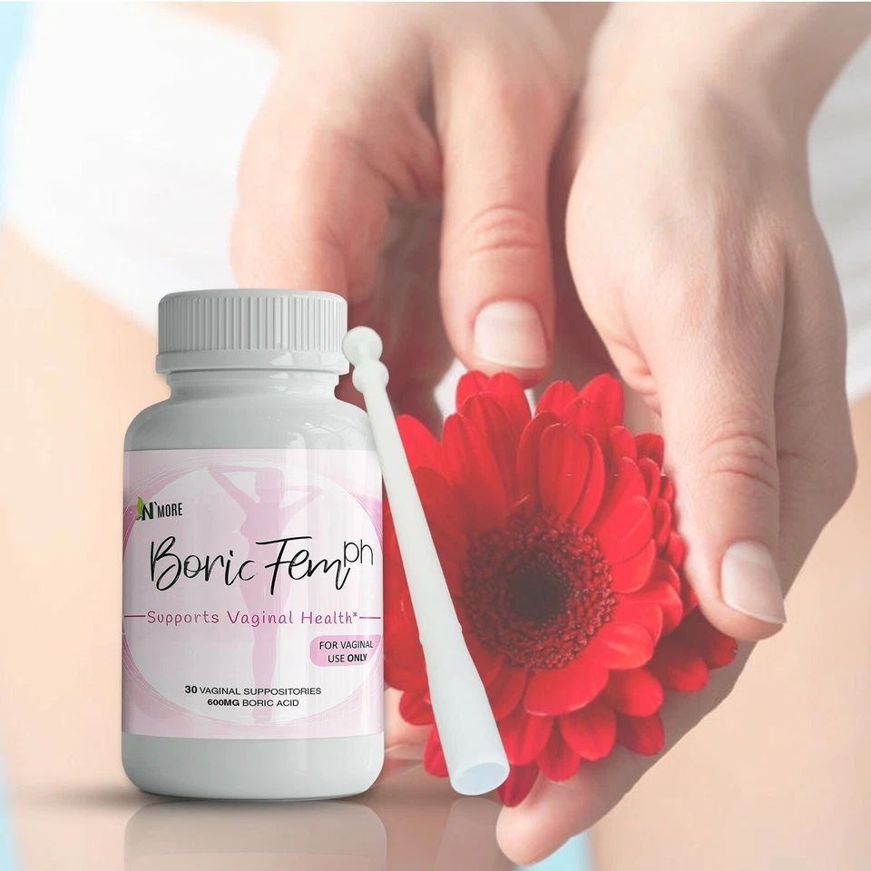 BORICFEM 600MG SUPOSITORIOS VAGINALES INFECCIÓN POR LEVADURAS BV HECHO EN EE. UU. (30 CT) Foto 2 de 3