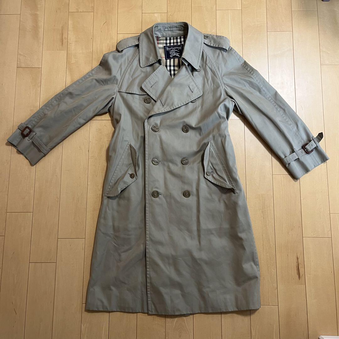 Burberry Nova Check Trench Coat Long Beige M Vintage 1980s Cotton