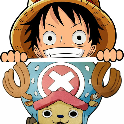 Monkey-D-Luffy Peeker- Peeking Car Decals DIY Anime 2 Pack