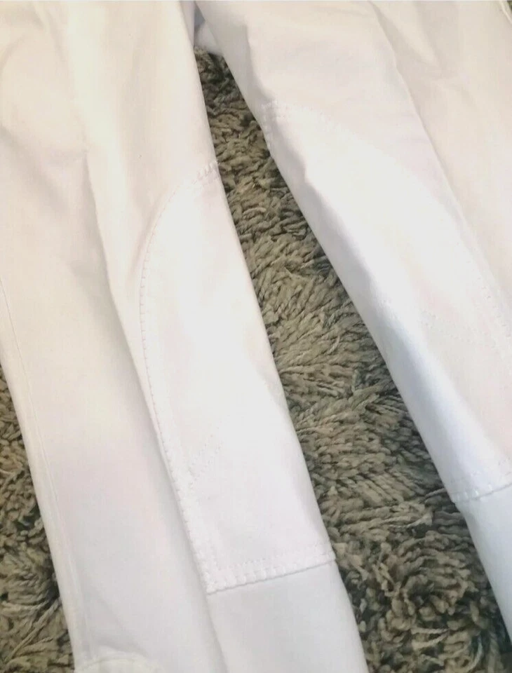 Equigen Damen Tunier Stiefelreithose Reithose Knie Stoff Weiß Strass 34/ 36 neu - Bild 3 von 4