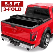 5.5FT Tri-Fold Soft Truck Bed Tonneau Cover w/LED For 2015-2026 Ford F150 On Top