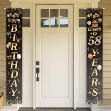 Happy Birthday Cheers to 58 Years Black Gold Yard Sign Door Banner 58th Birth...