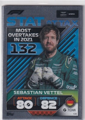 Topps F1 Turbo Attax 2022 Formel 1 Karte Nr. 135 Stat Attax Sebastian Vettel