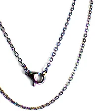 Rainbow Cable Chain Necklace Stainless Steel 16-24-inch Womens Mens Non-Binary