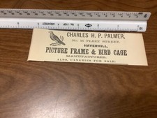 original removed 1869 ad: charles h p palmer Picture Frame & Bird Cage w bird