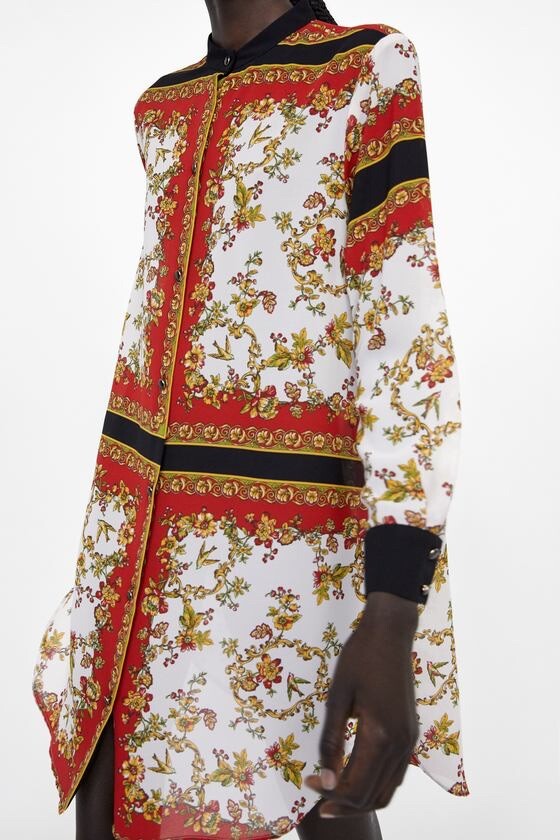 Robe Chemisier Zara Imprimée Multicolore - Taille XS, Neuve Avec étiquettes