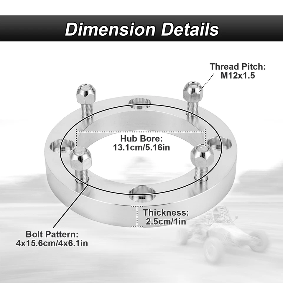 4 piezas espaciadores de rueda UTV de 1" 4x156 mm para Polaris Ranger XP 1000 900 570 Ace General Foto 2 de 4