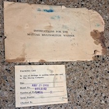 1938 MAYTAG INSTRUCTION PACKING LIST MULTI MOTOR HIT MISS ENGINE MOTOR
