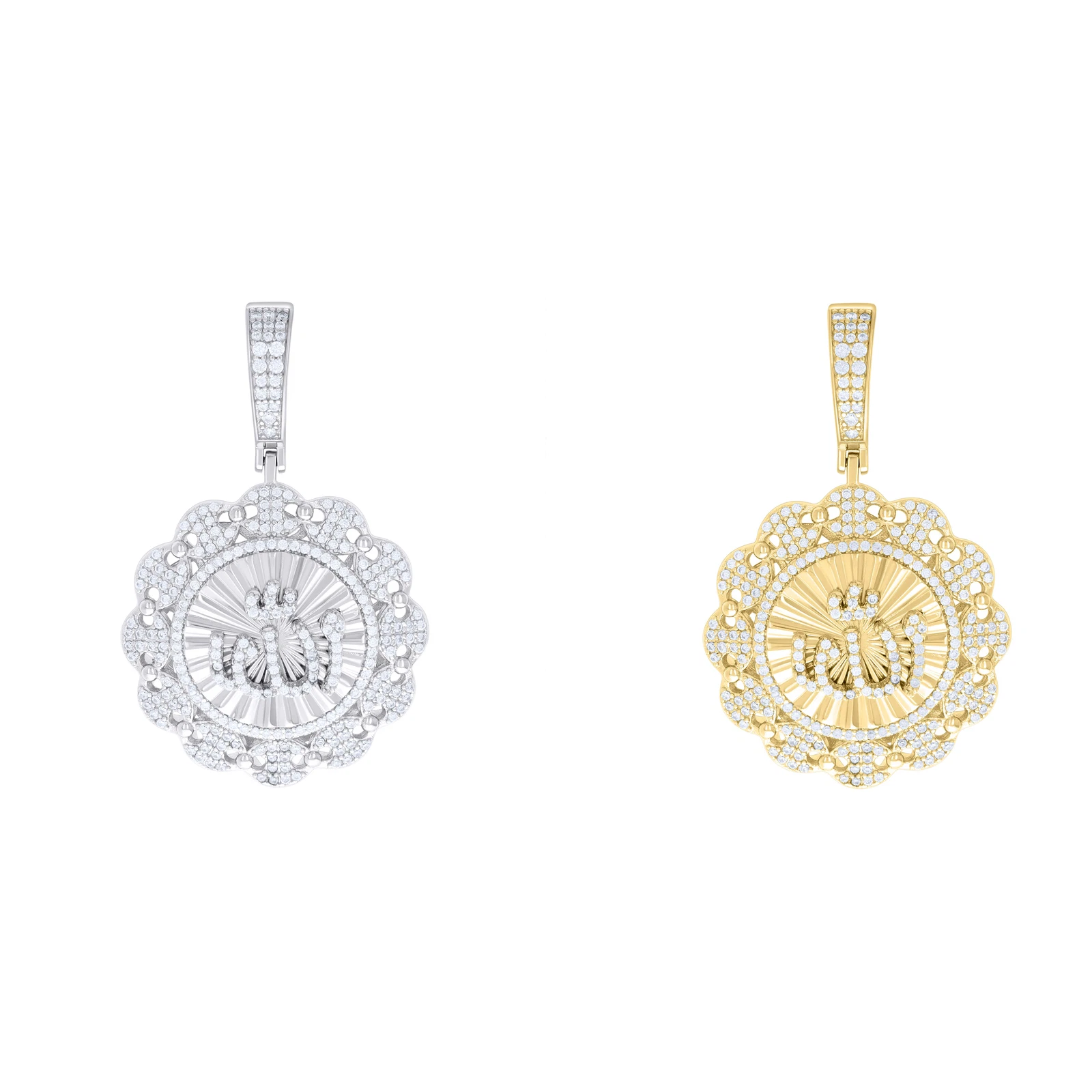 Pendentif homme breloque homme cadre Allah cadre Moissanite Gucci en argent sterling 925 1,46 ct