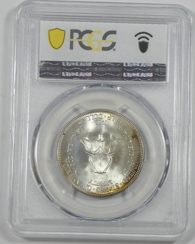 1938 New Rochelle, NY 250th Anniv Silver Commem 50c PCGS Secure Plus MS 67 - Picture 4 of 4