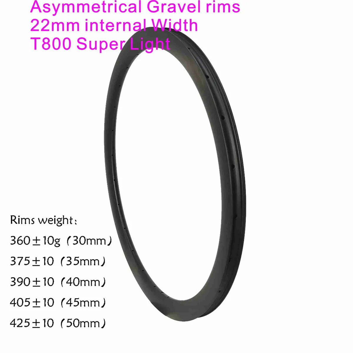 Cerchio in fibra di carbonio 700c freno a disco ghiaia bici asimmetrico tubeless larghezza 29mm