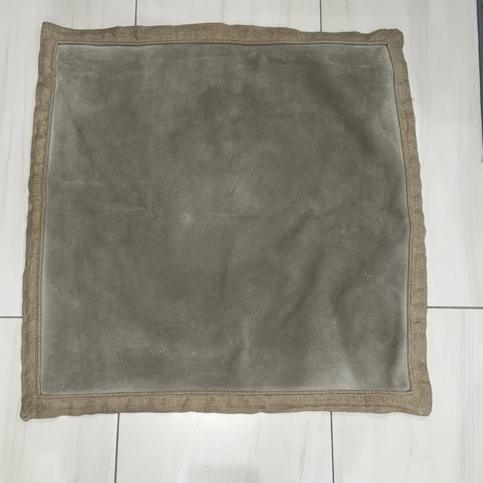 WILLIAMS SONOMA Heavy Suede Leather/Linen 22x22 Pillow Cover - Image 4 of 4