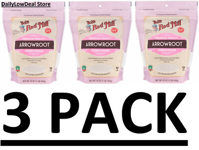 3 PACK - Bob s Red Mill Arrowroot Starch Flour, Gluten Free, 16 oz Bags 