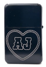 Personalised Initial Cowboy Rope Heart Engraved Petrol Fuel Lighter