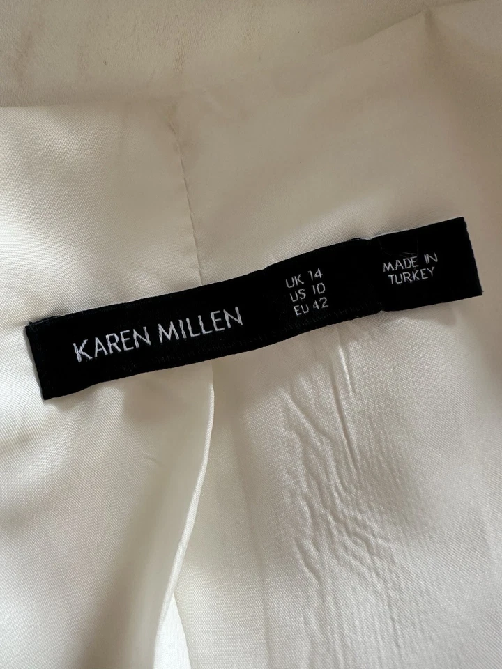 Vestido Blazer Traje Karen Millen Talla 10 Blanco Esmoquin Foto 4 de 4