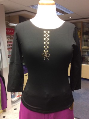 Cornelia James three quarter sleeve top with gold stud detail size medium NEW