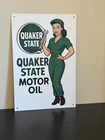 Quaker State Motor Oil Pinup Service Sales Vintage Style Metal Sign
