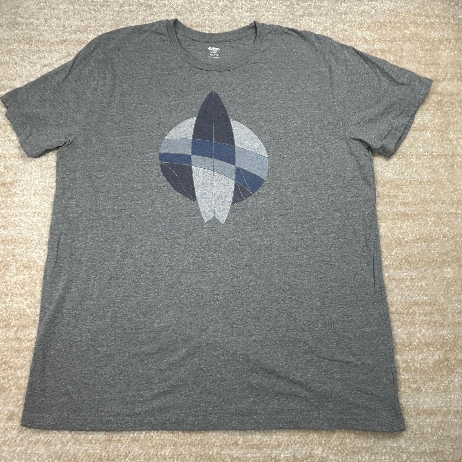 Old Navy T-Shirt Mens XXL Gray Short Sleeve Surfboard Graphic Crew Neck Tee