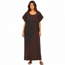 Women's Brown Mud Cloth Print Maxi Dress Oversized African Dress One Size