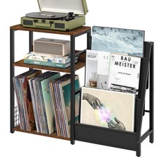 Record Player Stand with Vinyl Storage, 3 Tier Turntable Stand with Display S...