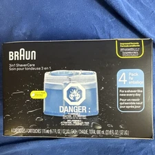 NEW Braun Shaving Station Clean & Renew Refill Cartridges 4 Pack Lemon-Fresh OEM