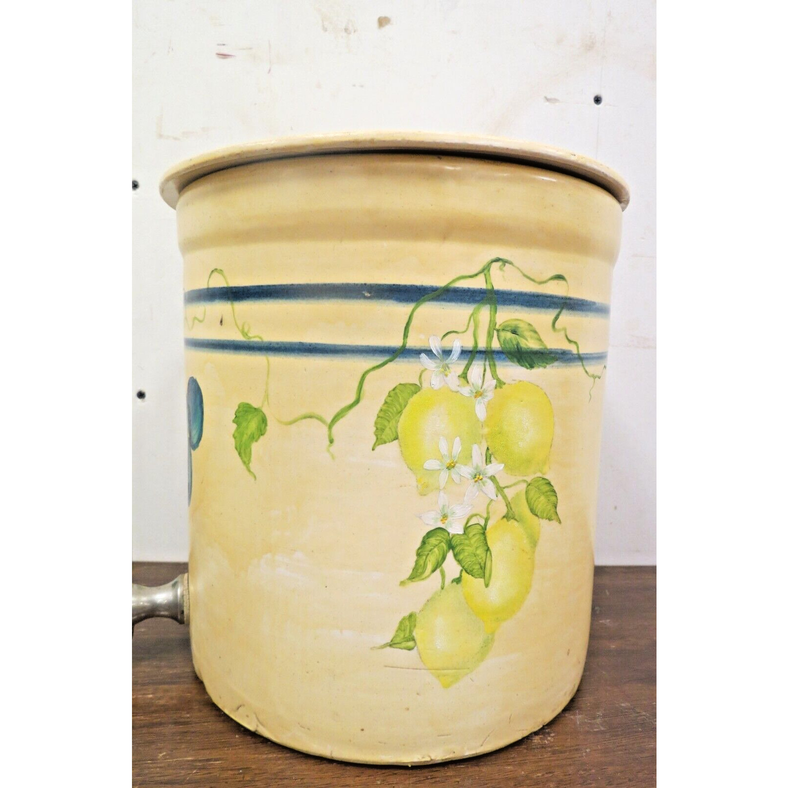 Vintage Stoneware Drink Dispenser Crock With Lid