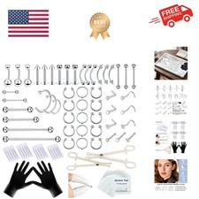 PCS Nose Piercing Kit: Stainless Steel Body Piercing Jewelry with 12G, 14G, 1...