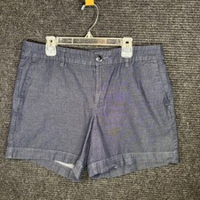 Ann Taylor Factory Womens Blue Chambray Chino Shorts Sz 6 Cotton Stretch Indigo