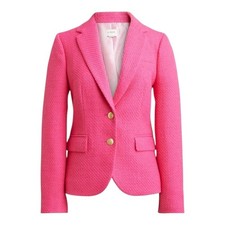 J. Crew Hot Pink Tweed Schoolboy Academia Career Blazer Jacket Size 0 New