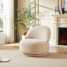 Swivel Chair Club Chair Lounge Armless Single Sofa Chair Beige/Light Gray