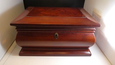 Bombay Company Mahogany Jewelry Keepsake Chest Box w/Tray Brass & Lining Photos