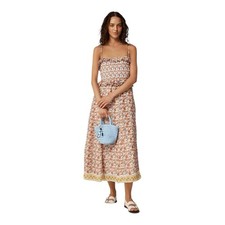 J Crew Ravenna Dress Sunset Rose Floral Print Ramie Womens Size L