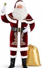 Santa Claus Costume for Men 12Pcs Deluxe Full Santa Suit Set Adults