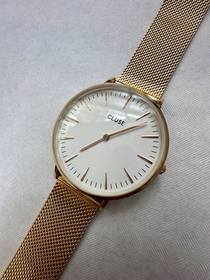 Cluse La Bohème Damen Quarz Uhr CL18001 weißes Zifferblatt Milanaise RG