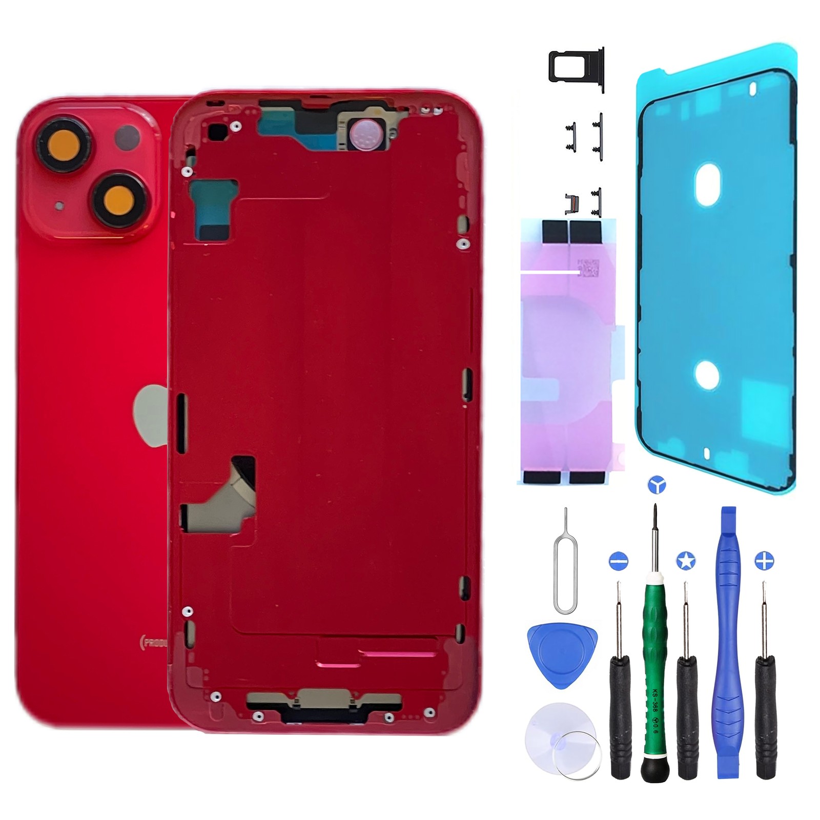 Chassis iPhone 14 rouge de remplacement boitier nu avec outils - 2