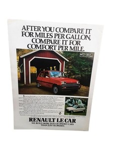 1980 Renault Le Car Vintage Auto Ad Economy Car MPG Comfort Original Print