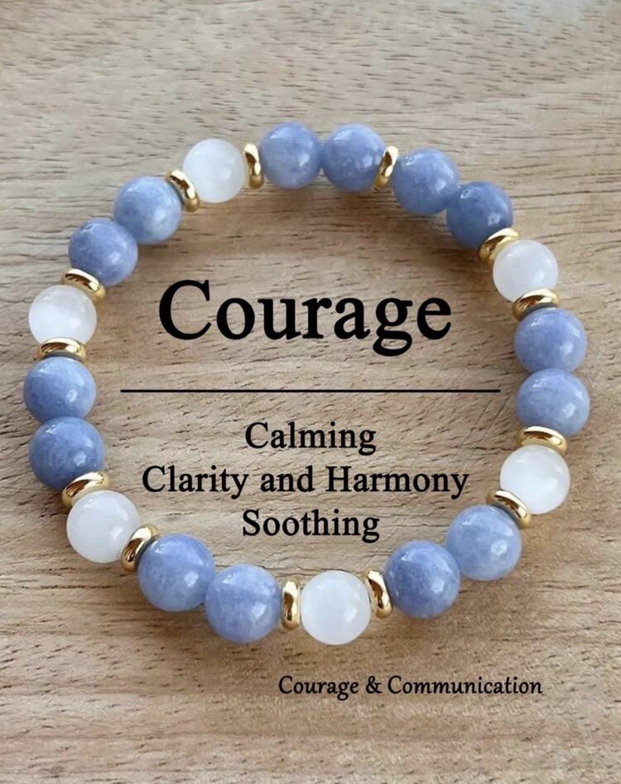 Bracelet Sélénite Blanche et Angélique Bleue en pierres naturelles de 8mm de qualité AAA