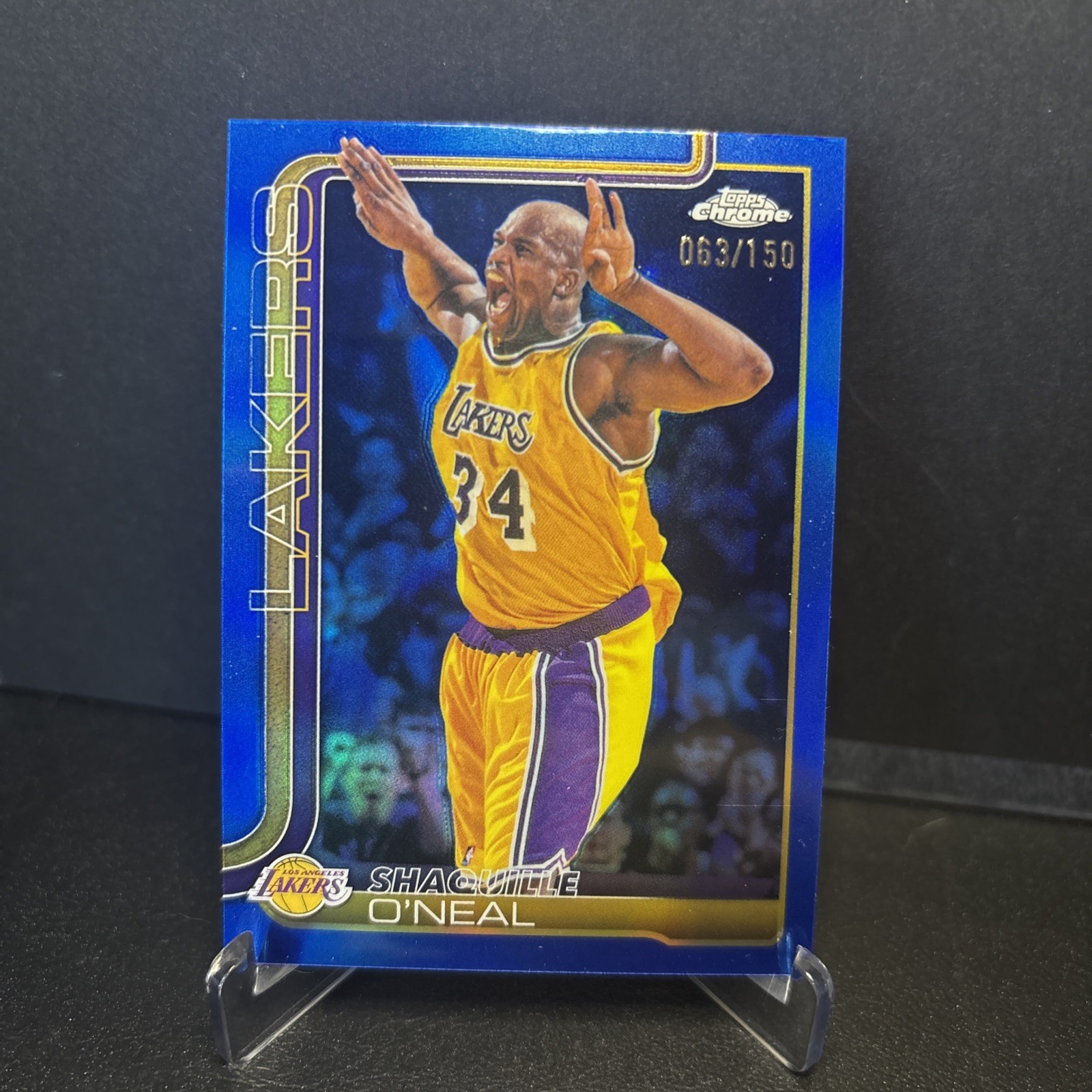 2025-26 Topps Chrome Update Shaquille O’Neal #142 Blue Refractor/150 SP Lakers