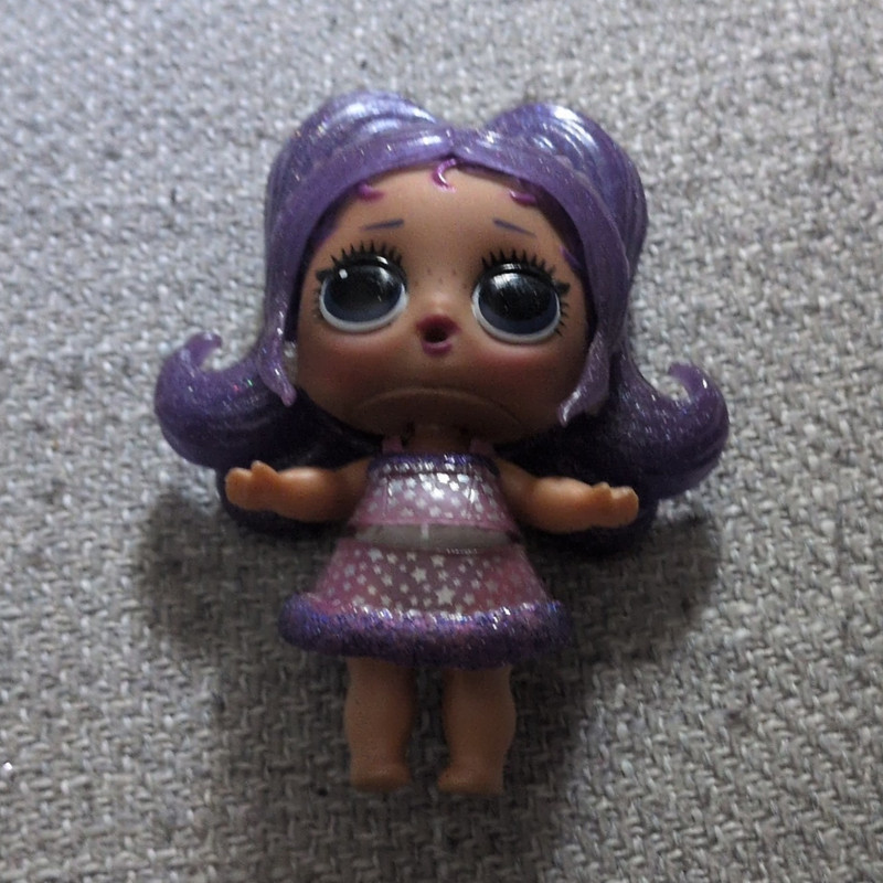 L.O.L. Surprise! 3in Fashion Doll Figure Purple Wavy Hair w/ Removable Wig