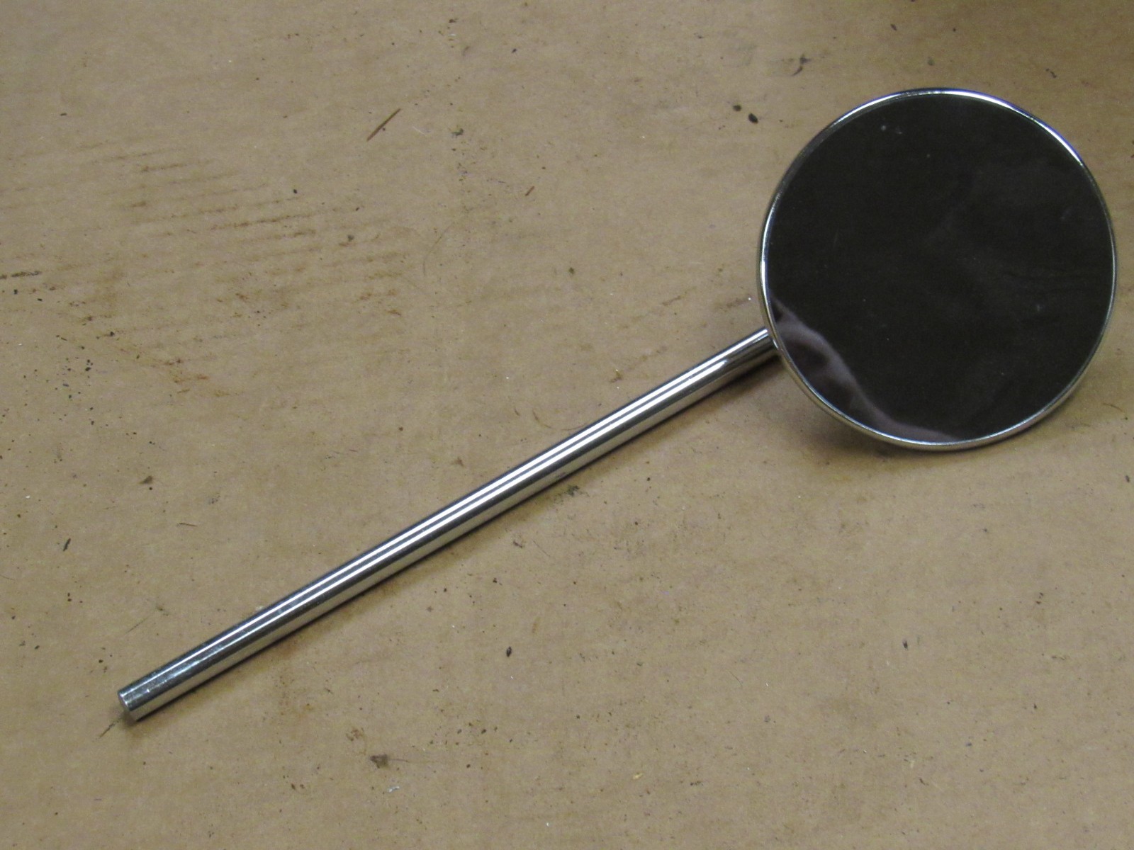 Motorcycle Clamp On Mirror 12" Stem 4" Dia Mirror 1" Clamp Vintage NOS Harley