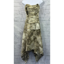 Charas A-line Cocktail Corset Dress Green Satin Sz 10 Fairycore Whimsy Romantic