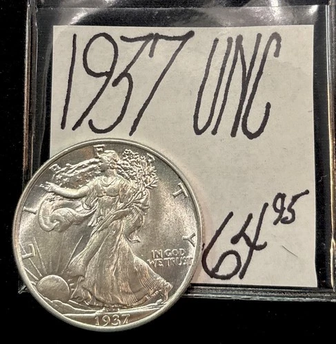 1937 Walking Liberty Silver Half Dollar UNC!  Uncirculated Cond ENN Coins