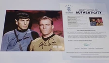 Star Trek Classic WILLIAM SHATNER LEONARD NIMOY Kirk & Spock Signed 8x10 BAS LOA