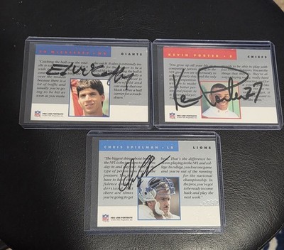 Ed McCafrey Chris Spielman and Kevin Porter 1991 PROLINE Signed Cards