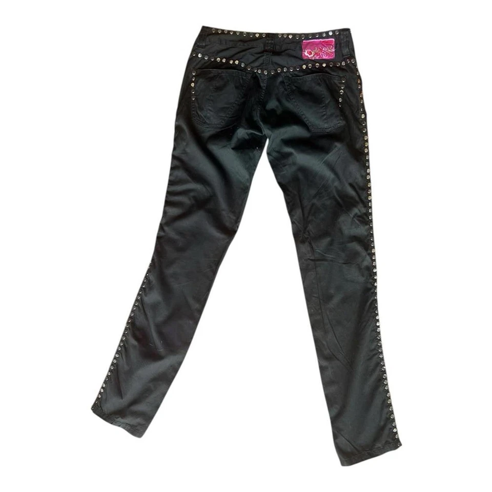 Pantalones para mujer Replay de tiro bajo ajustados negros con tachuelas talla 29 de motociclista Foto 3 de 4