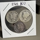Set Of Three Semi Key Date 1925 D Mercury Silver Dimes