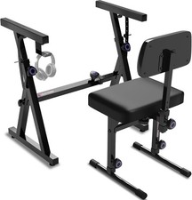 Piano Keyboard Stand and Bench Adjustable Stool Set - Portable Heavy Duty