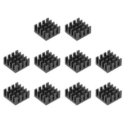 Heat Sink Cross Carved MOS GPU IC Chip Black 14 x 14 x 7mm 10pcs