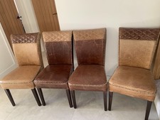 4 Real Leather Dining Chairs 