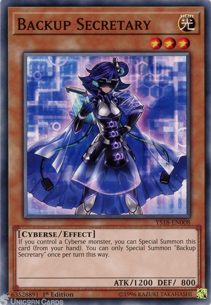 YS18-EN008 Backup Secretary 1st Edition Mint YuGiOh Card
